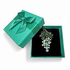 Opal Green Grape Rhinestone Brooche in Gift Box