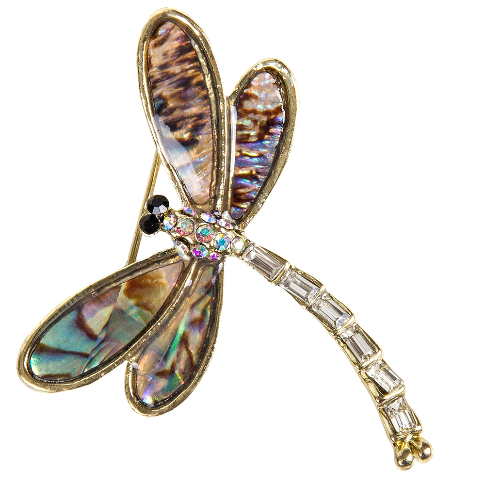 Mother-Of-Pearl Dragonfly Brooch with 