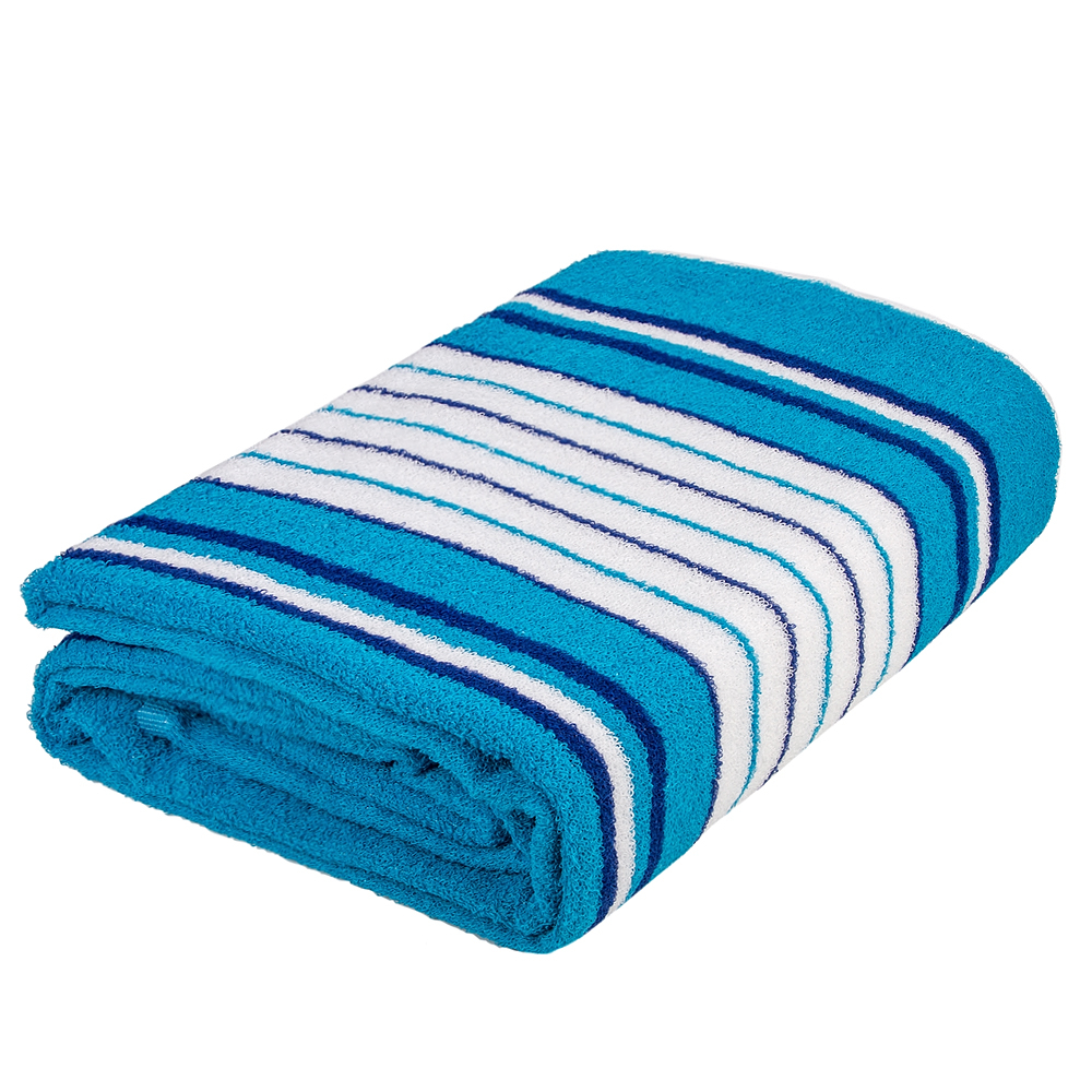 Blue Striped Cotton Terry Blanket & Throw