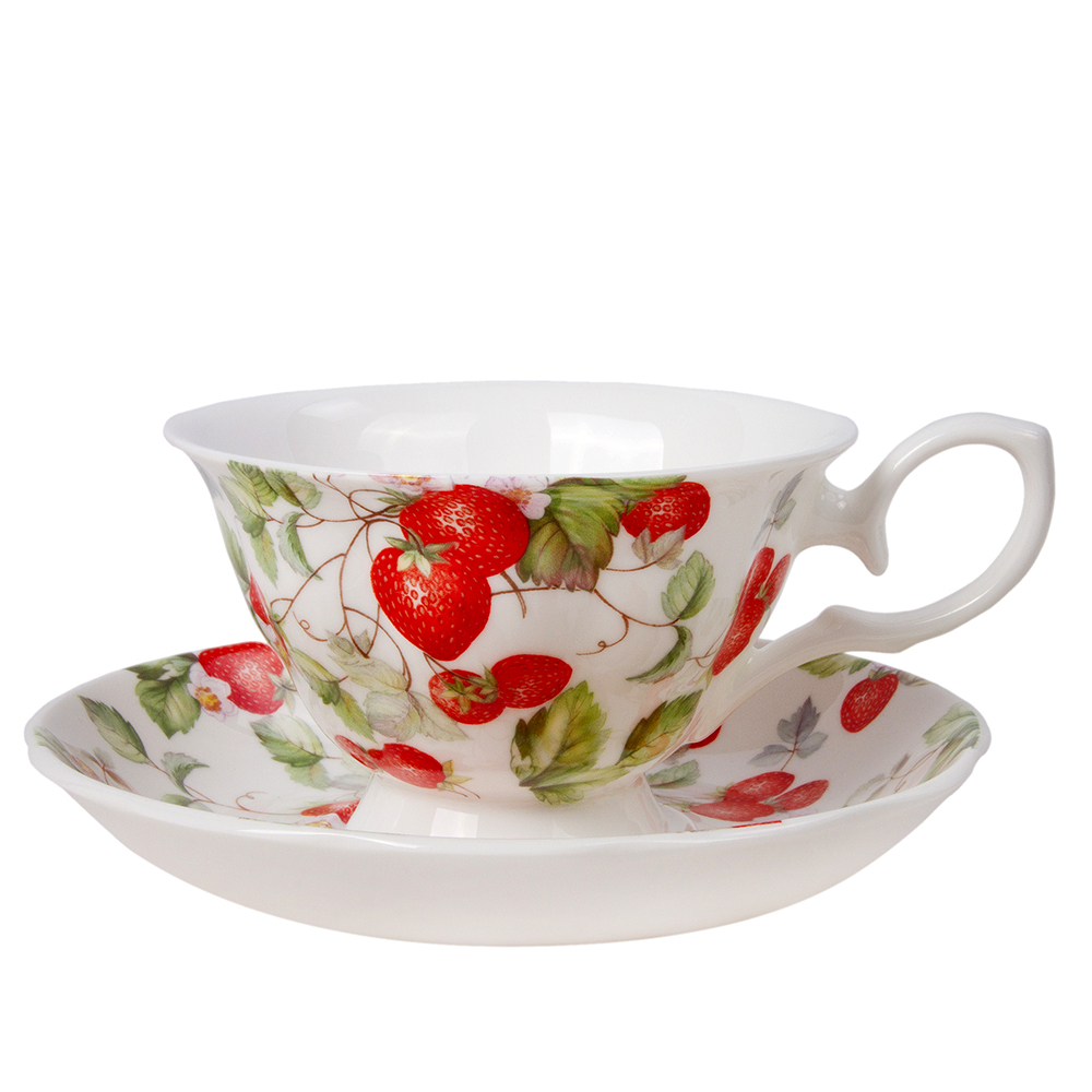 Strawberry Vine Teacup with Saucer